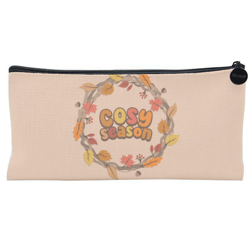 Cosy Season - Autumn Wreath - Fall Vibes - flat pencil case by Amy Farmer