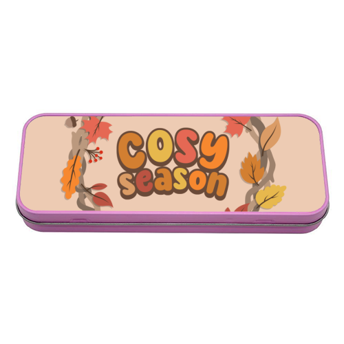Cosy Season - Autumn Wreath - Fall Vibes - tin pencil case by Amy Farmer