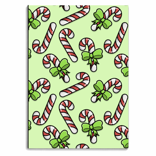 Christmas Candy Canes Pattern - personalised A4, A5, A6 notebook by Amy Farmer