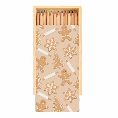 Christmas Cookies Pattern - Coloured Pencils with Box by Amy Farmer