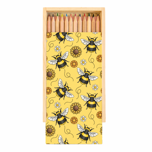 Buzzin' Bees Pattern - Coloured Pencils with Box by Amy Farmer