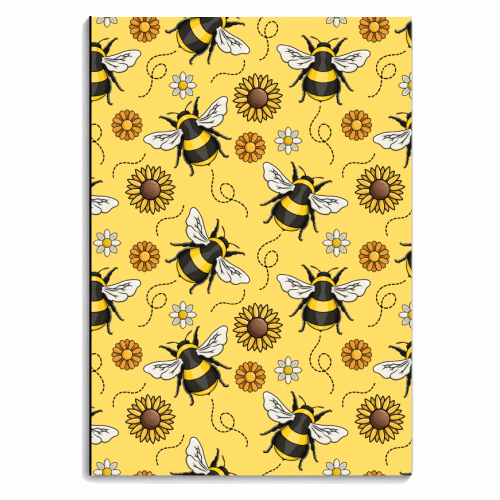 Buzzin' Bees Pattern - personalised A4, A5, A6 notebook by Amy Farmer