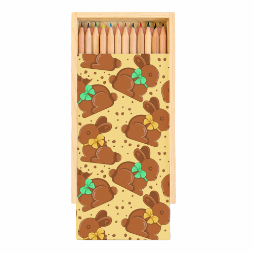 Chocolate Bunnies - Easter Pattern - Coloured Pencils with Box by Amy Farmer