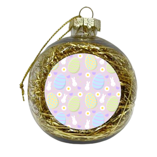 Easter Eggs & Rabbits - xmas bauble by Amy Farmer