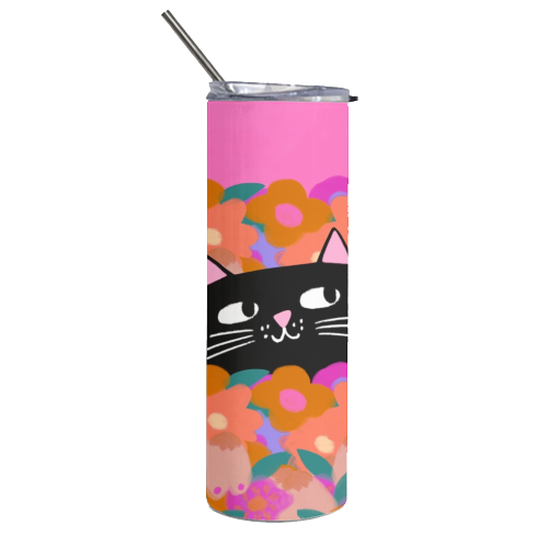 Cat In The Flowers - Tumbler by The Paper Tail