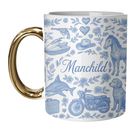 Manchild Blue - unique mug by Lilly Rose