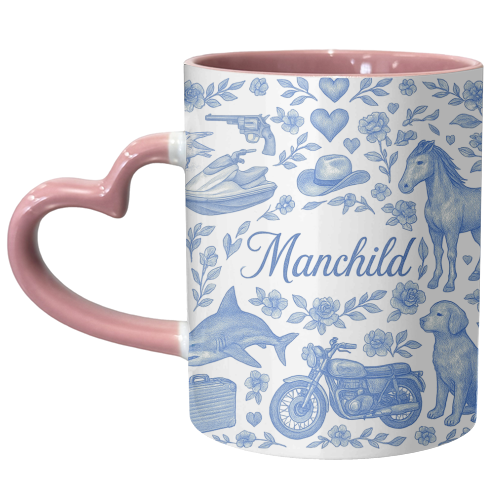 Manchild Blue - unique mug by Lilly Rose