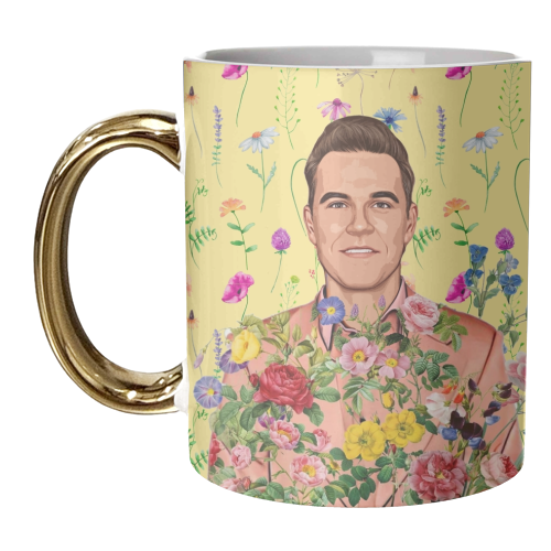 Floral Robbie - unique mug by DOLLY WOLFE