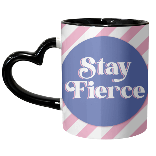Stay Fierce! Pink and Blue Stripe. - unique mug by Mad Philomena