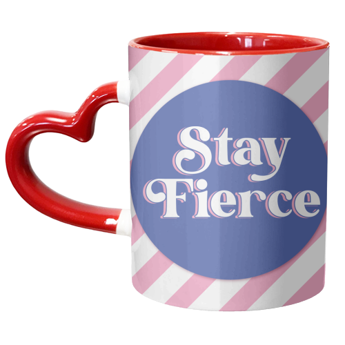 Stay Fierce! Pink and Blue Stripe. - unique mug by Mad Philomena