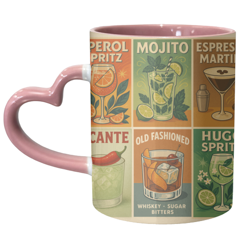 Retro Cocktail Posters - unique mug by Ms Doodle