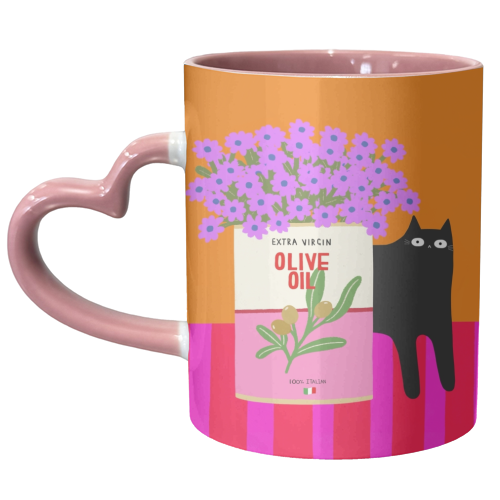 Flowers And Olive Oil - unique mug by The Paper Tail