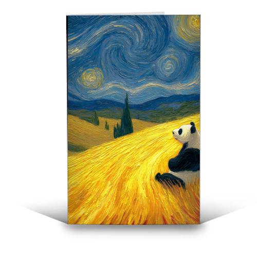 Panda starring at stars - funny greeting card by DejaReve