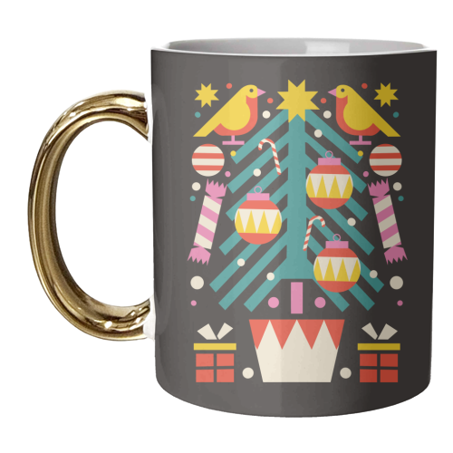 Christmas Tree Geometric Design - unique mug by AbiGoLucky