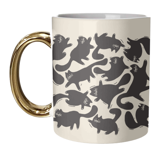 Playful Black Cat Pattern – Halloween Spooky Vibe - unique mug by Ania Wieclaw