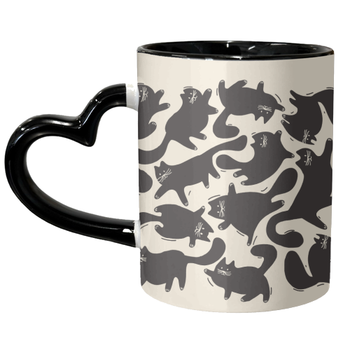 Playful Black Cat Pattern – Halloween Spooky Vibe - unique mug by Ania Wieclaw