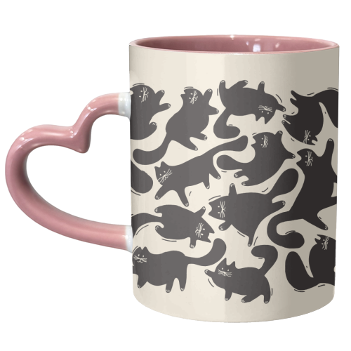 Playful Black Cat Pattern – Halloween Spooky Vibe - unique mug by Ania Wieclaw