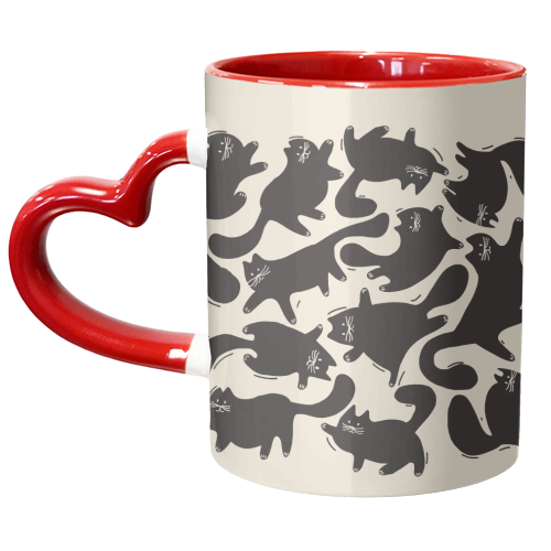 Playful Black Cat Pattern – Halloween Spooky Vibe - unique mug by Ania Wieclaw