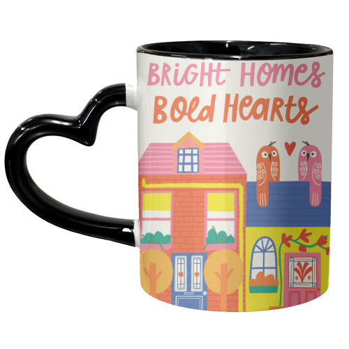 Bright Homes Bold hearts Maximalism Illustration Design - unique mug by AbiGoLucky