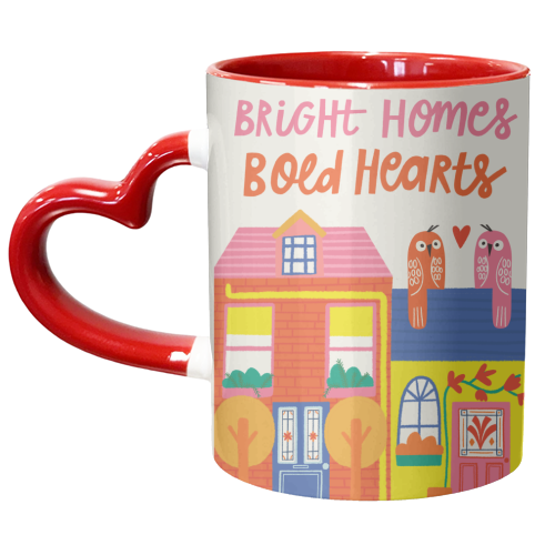 Bright Homes Bold hearts Maximalism Illustration Design - unique mug by AbiGoLucky