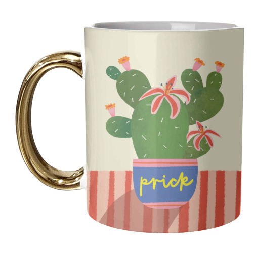 Bold Bright Prick Funny Cactus Illustration Design - unique mug by AbiGoLucky