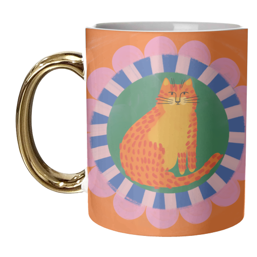 Cat Folk Art Bold Colourful Bright Illustration Painting - unique mug by AbiGoLucky