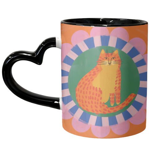 Cat Folk Art Bold Colourful Bright Illustration Painting - unique mug by AbiGoLucky