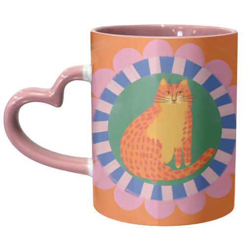 Cat Folk Art Bold Colourful Bright Illustration Painting - unique mug by AbiGoLucky