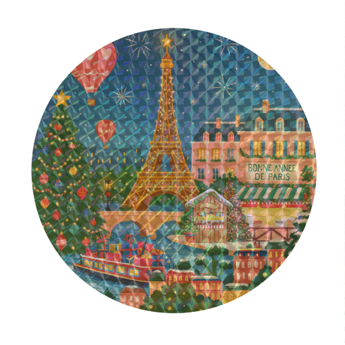 Christmas in Paris - Circle Sticker by Ms Doodle