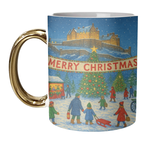 Edinburgh Castle at Christmas - unique mug by Ms Doodle