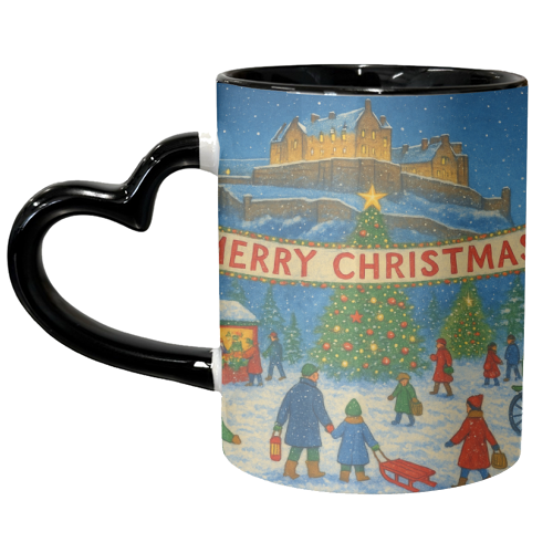 Edinburgh Castle at Christmas - unique mug by Ms Doodle