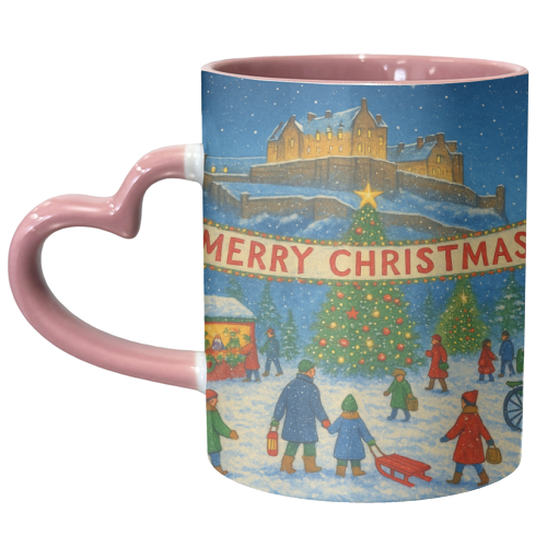 Edinburgh Castle at Christmas - unique mug by Ms Doodle
