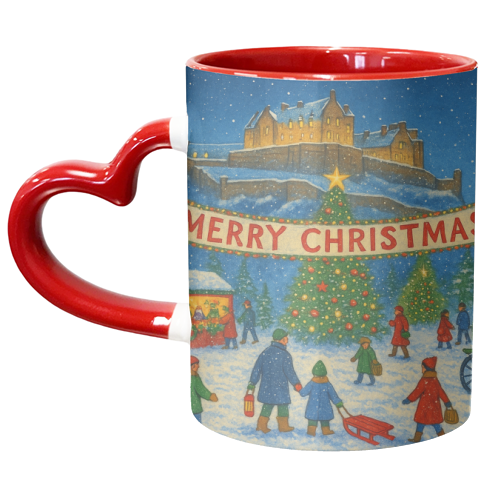 Edinburgh Castle at Christmas - unique mug by Ms Doodle
