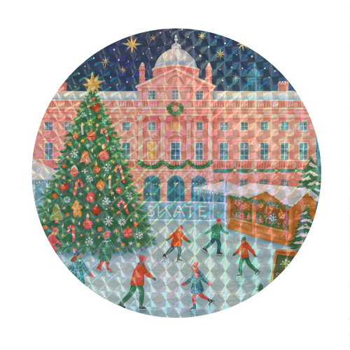 Somerset House at Christmas - Circle Sticker by Ms Doodle