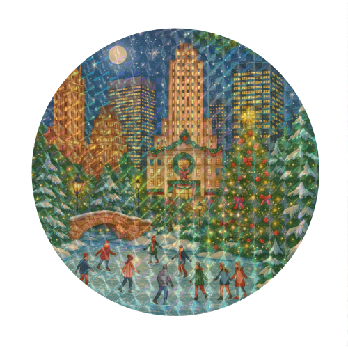 New York Christmas - Circle Sticker by Ms Doodle