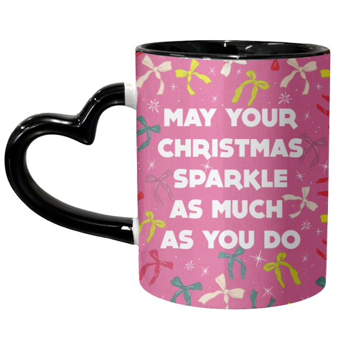 Sparkling Christmas Bow Card – Festive Retro Pink Design - unique mug by Ania Wieclaw