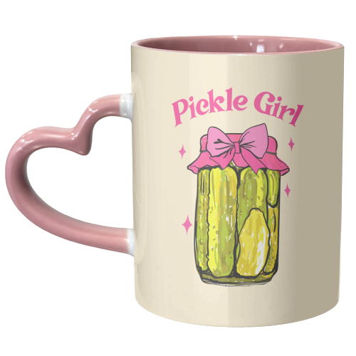 Pickle Girl - Coquette Retro Illustration - unique mug by EZbie
