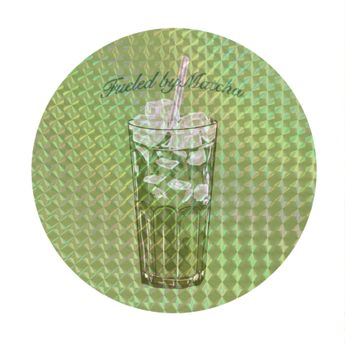 Fueled by Matcha – Vintage Green Tea Illustration - Circle Sticker by EZbie