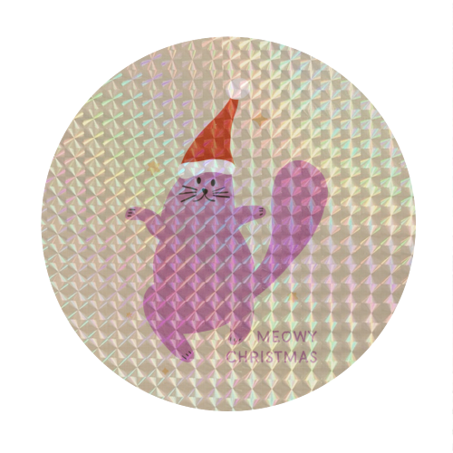 Meowy Christmas Cute Cat Santa Illustration - Circle Sticker by Ania Wieclaw