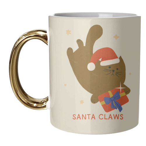 Santa Claws Cute Christmas Cat - unique mug by Ania Wieclaw
