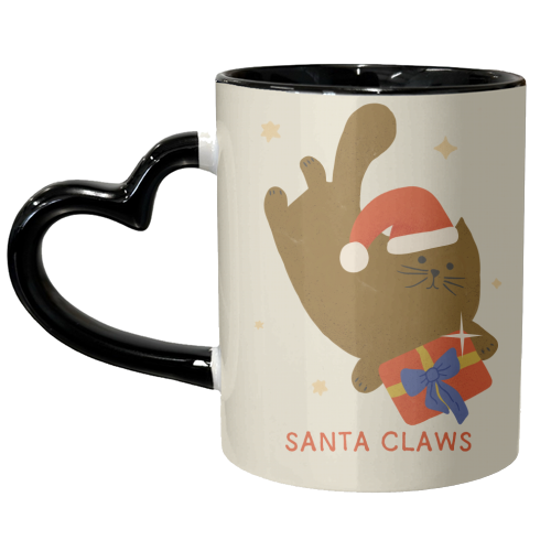 Santa Claws Cute Christmas Cat - unique mug by Ania Wieclaw