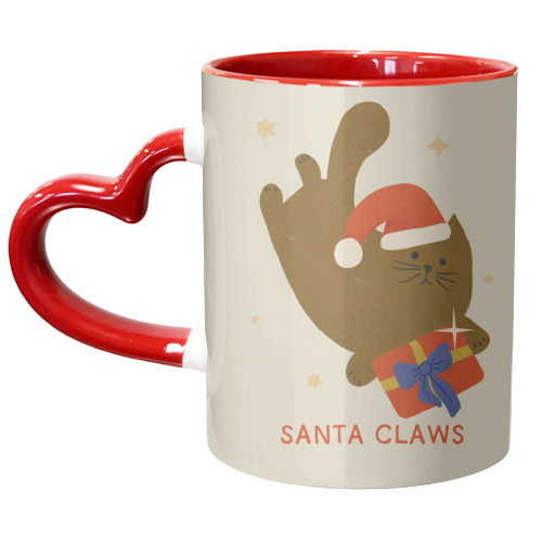 Santa Claws Cute Christmas Cat - unique mug by Ania Wieclaw