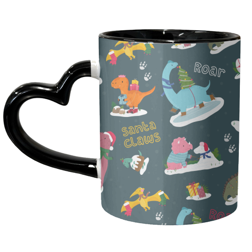 Dinosaur Christmas Pattern - unique mug by Loren Grosvenor