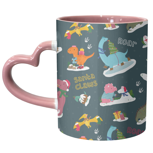 Dinosaur Christmas Pattern - unique mug by Loren Grosvenor