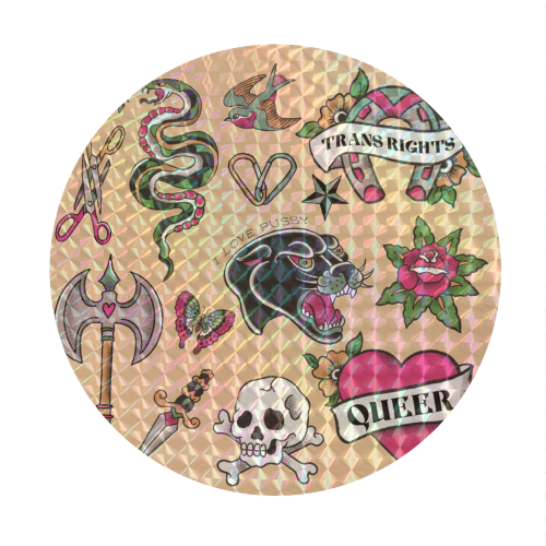 Sapphic Tattoo Flash - Circle Sticker by The Queer Store