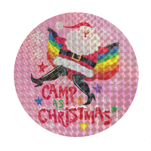 Camp As Christmas - Santa - Circle Sticker by Claire Atwood