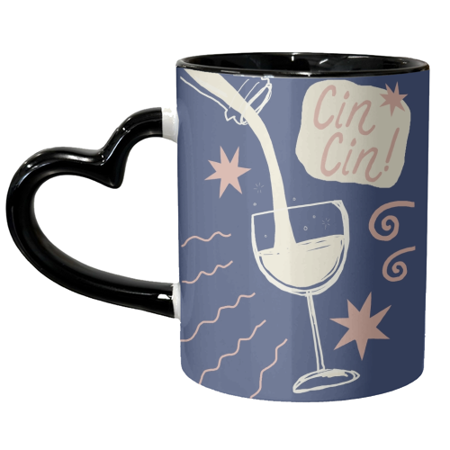 Cin Cin white wine print - unique mug by Giddy Kipper