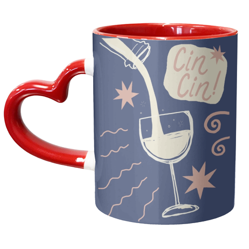 Cin Cin white wine print - unique mug by Giddy Kipper