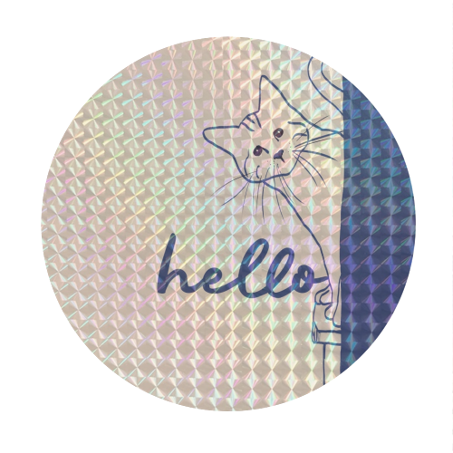 Hello cute cat print - Circle Sticker by Giddy Kipper