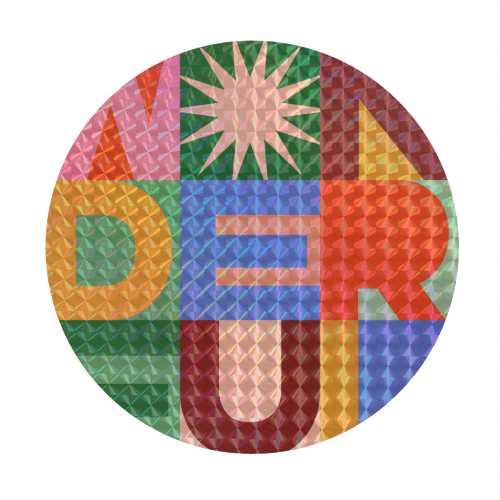 'Wonderful' Festive Typographic Art • Bold and Bright - Circle Sticker by Dominique Vari